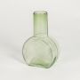 round geometric shape glass vase green white background 1