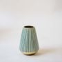 Modern Minimalist Light Green Gold Ceramic Vase White Background