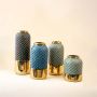 Yore Blue Gold Ceramic Vase Grouped