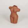 female torso decorative vase brown white background 1