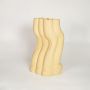 Beige ceramic sculpted decorative floor vase ideal for dried flower arrangement in living room corner console styling and modern home decor.