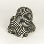 black white striped ceramic sculpture white background 1