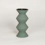 Green ceramic modern geometric decorative vase ideal for dried flower arrangement on console table shelf and contemporary home decor.