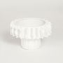 White ceramic decorative bowl vase with sculpted fringe texture perfect for modern living room console table decor styling.