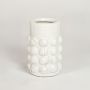 White ceramic decorative vase with raised bubble texture perfect for modern living room console table or shelf decor styling.