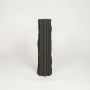 Black ceramic tall decorative floor vase with textured fluted surface ideal for dried flower arrangement and contemporary home decor styling.