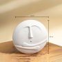 White Minimalist Face Figurine Ceramic Wall Vase - Large
