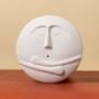 White Minimalist Face Figurine Ceramic Wall Vase - Large