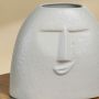 Bohemian Smiley Face White Ceramic Flower Vase