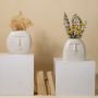 Bohemian Smiley Face White Ceramic Flower Vase Grouped