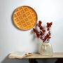 Checkerboard Bamboo Wall Basket Beige Orange White Background