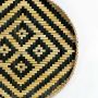 Herringbone Bamboo Round Wall Basket - Beige & Blue