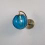 Modern Globe Brass Blue Wall Light Off White Background