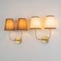gooseneck 2 light wall sconce brown grouped light on white background