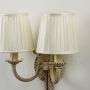 Antique 2 Light Wall Lamp with Pleated Fabric Shades