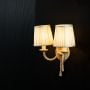Antique 2 Light Wall Lamp with Pleated Fabric Shades