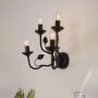 Italian Black Dual Tier 4 Light Steel Wall Lamp Closeup