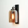  barrel dual glass wall sconce - amber light on white background
