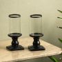 Black Retro Candle Holder Set of 2 Grouped