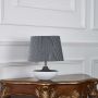 Bowl Shape White Ceramic Table Lamp with Grey Shade Light Off White Background