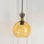 Danish Glass Ball Chandelier - Amber & Smoky Light Off White Background