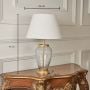 Diamond Cut Antique Brass Finish Glass Table Lamp with Off White Shade - Large