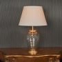 Diamond Cut Antique Brass Finish Glass Table Lamp with Off White Shade - Large