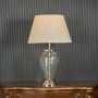 Diamond Cut Silver Finish Glass Table Lamp with Off White Shade - Large