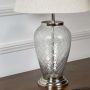 Diamond Cut Silver Finish Glass Table Lamp with Off White Shade - Large