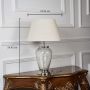 Diamond Cut Silver Finish Glass Table Lamp with Off White Shade - Large