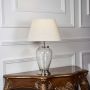 Diamond Cut Silver Finish Glass Table Lamp with Off White Shade - Large