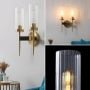 Dual Modern Cylindrical Glass Golden Lighting Fixture