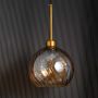 Glimmer Glow Gold Glass Hanging Pendant Lamp - Round Shade Light Off Black Background