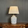 Grey Wash American Style White Ceramic Lamp with Ivory Shade