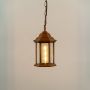 Harlyn Outdoor Hanging Light Gold light on white background