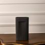 Elegant black ribbed ceramic vase with rectangular shape shown on plain white background for contemporary home decor.