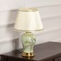 Lismore Light Green Ceramic Table Lamp with White Shade Light Off White Background
