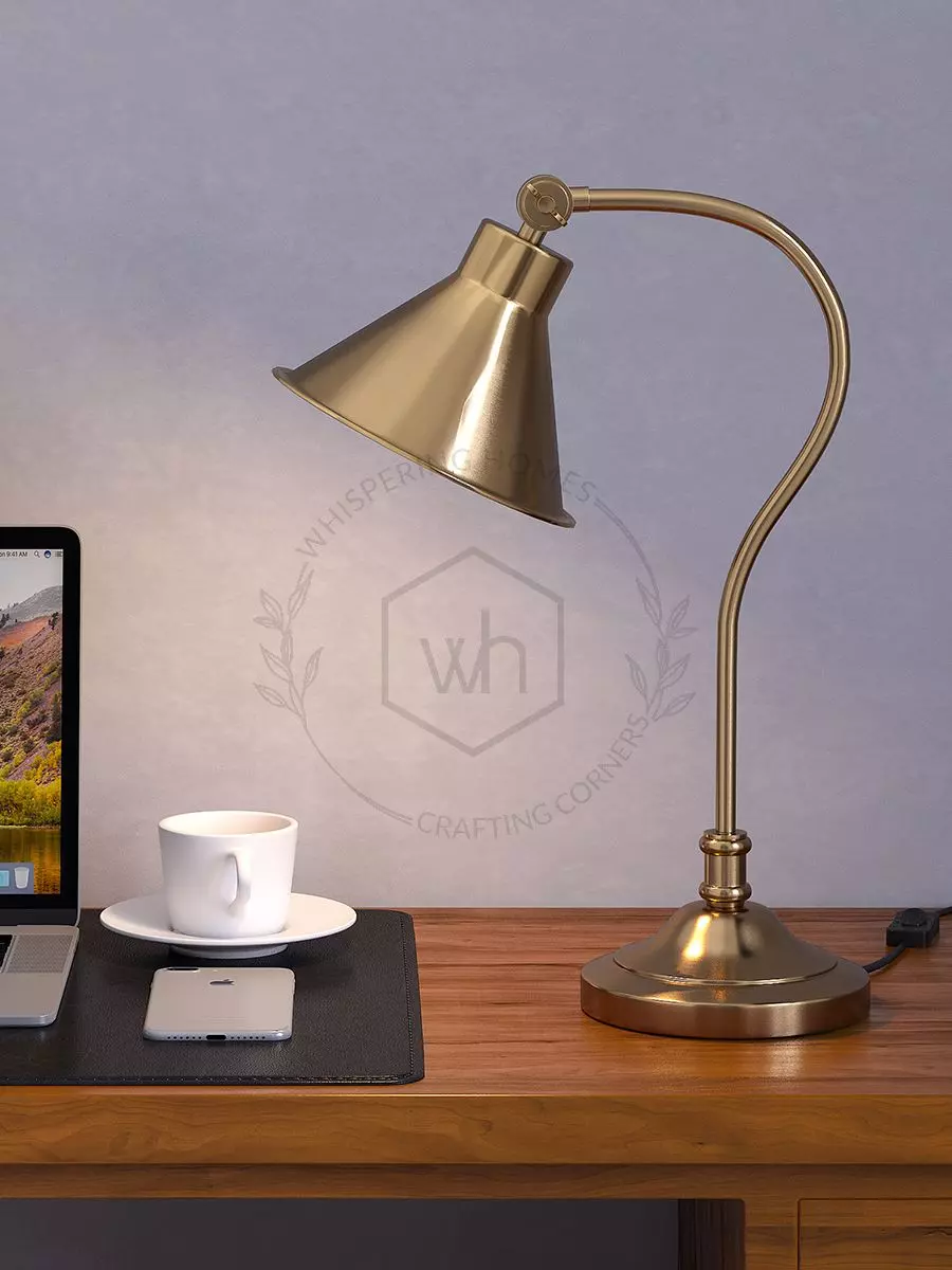 Adelle Metal Adjustable Brass Finish Study Table Lamp Home Decor