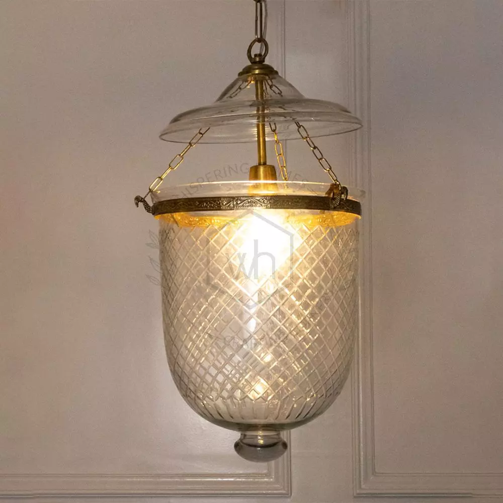 Shop Brass Diamond Cut Glass Pendant Light Whispering Homes