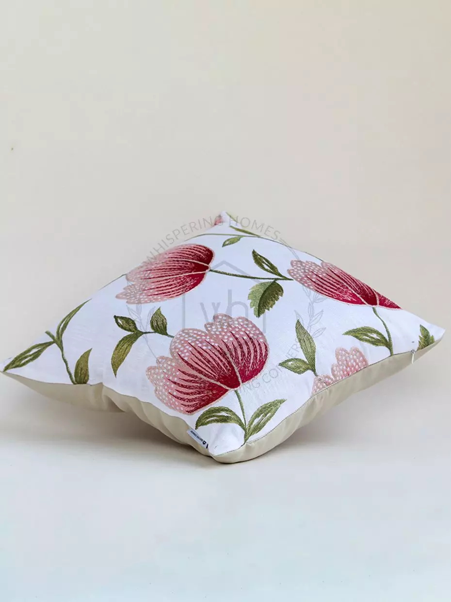 Buy Crimsona Floral Embroidered Cushion Cover Online India Home
