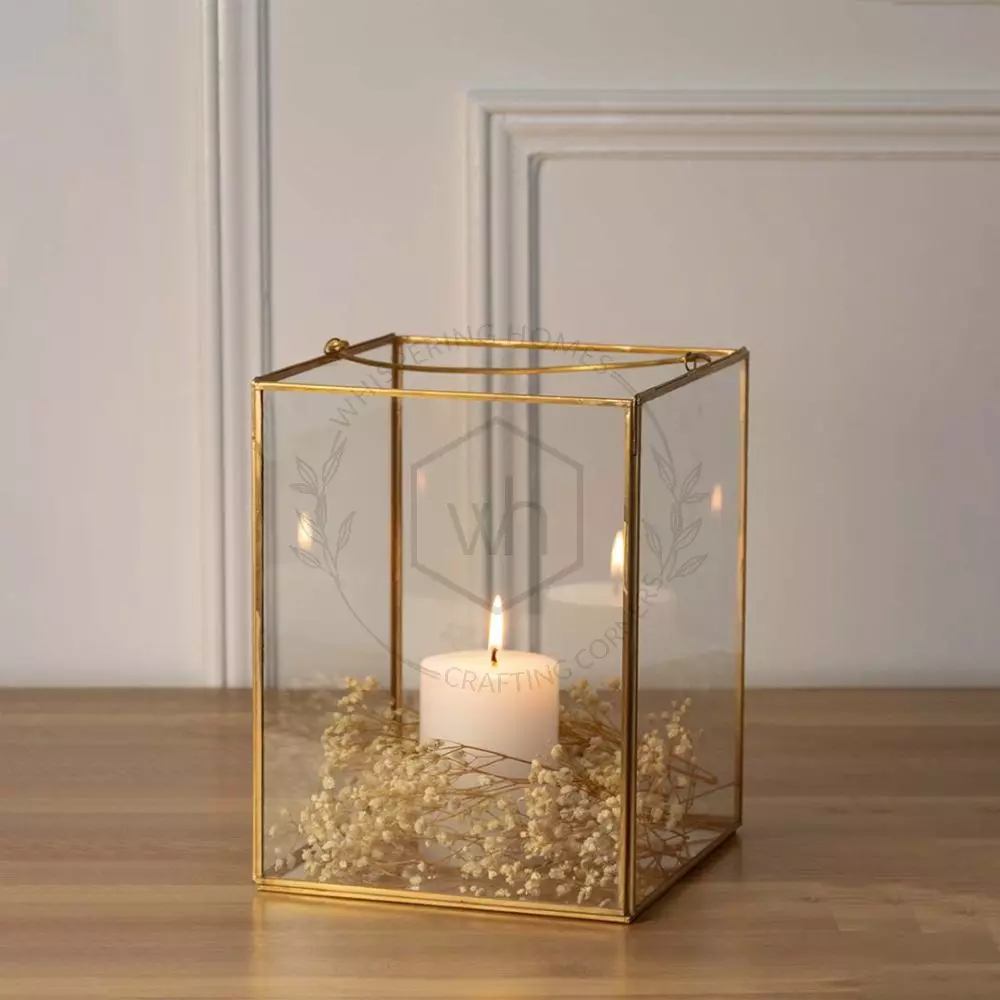 Large square glass candle holders on sale