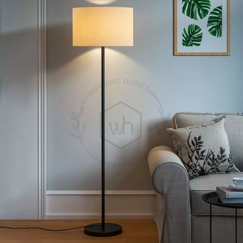 Modern Black Sleek Floor Lamp Standing 5ft Height with 16 inches