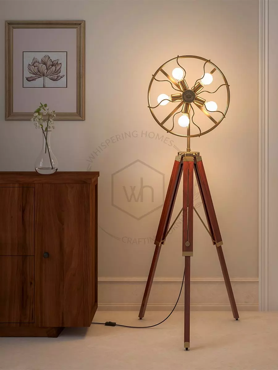Antique brass hotsell tripod floor lamp