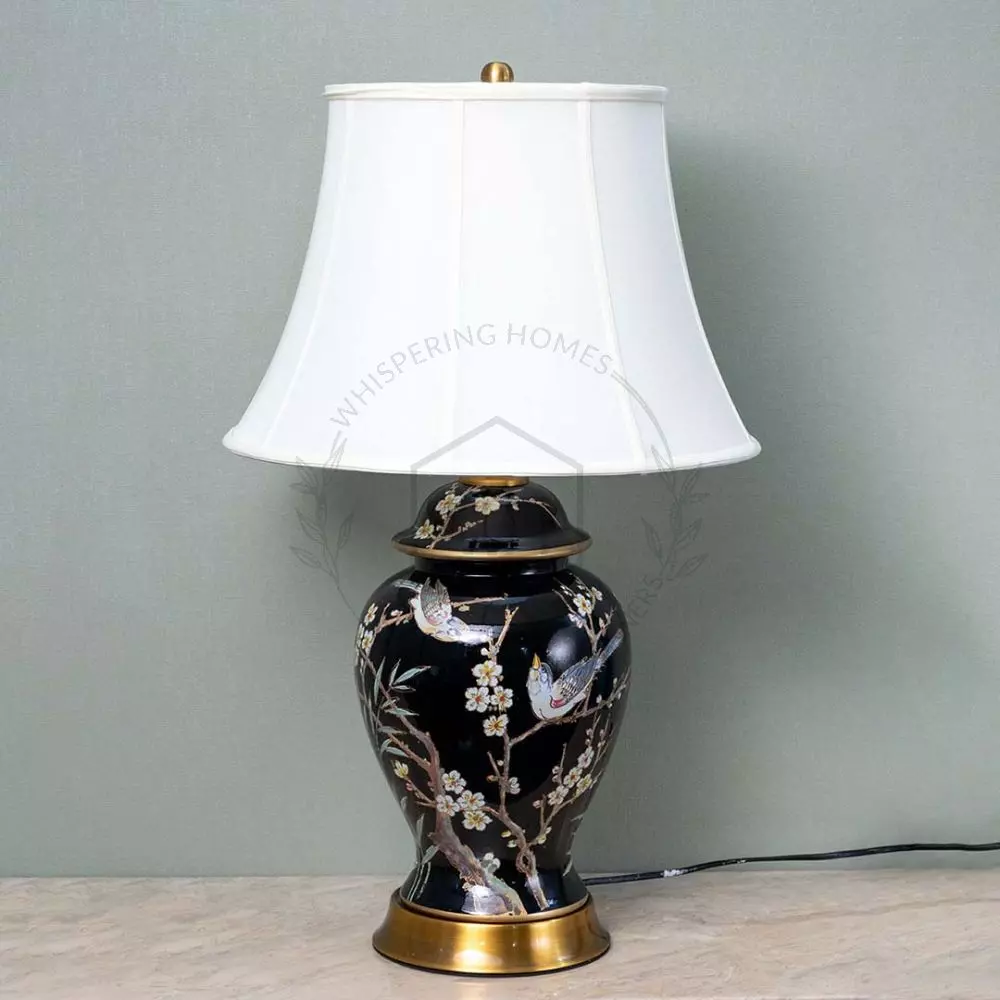 Buy Elegance Glow Chinese Style Ceramic Table Lamp with White