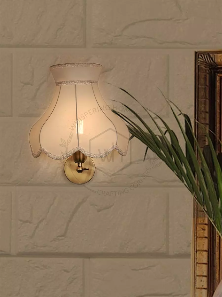Elegant Ivory Half Shade Wall Sconce with Simple Round Base in