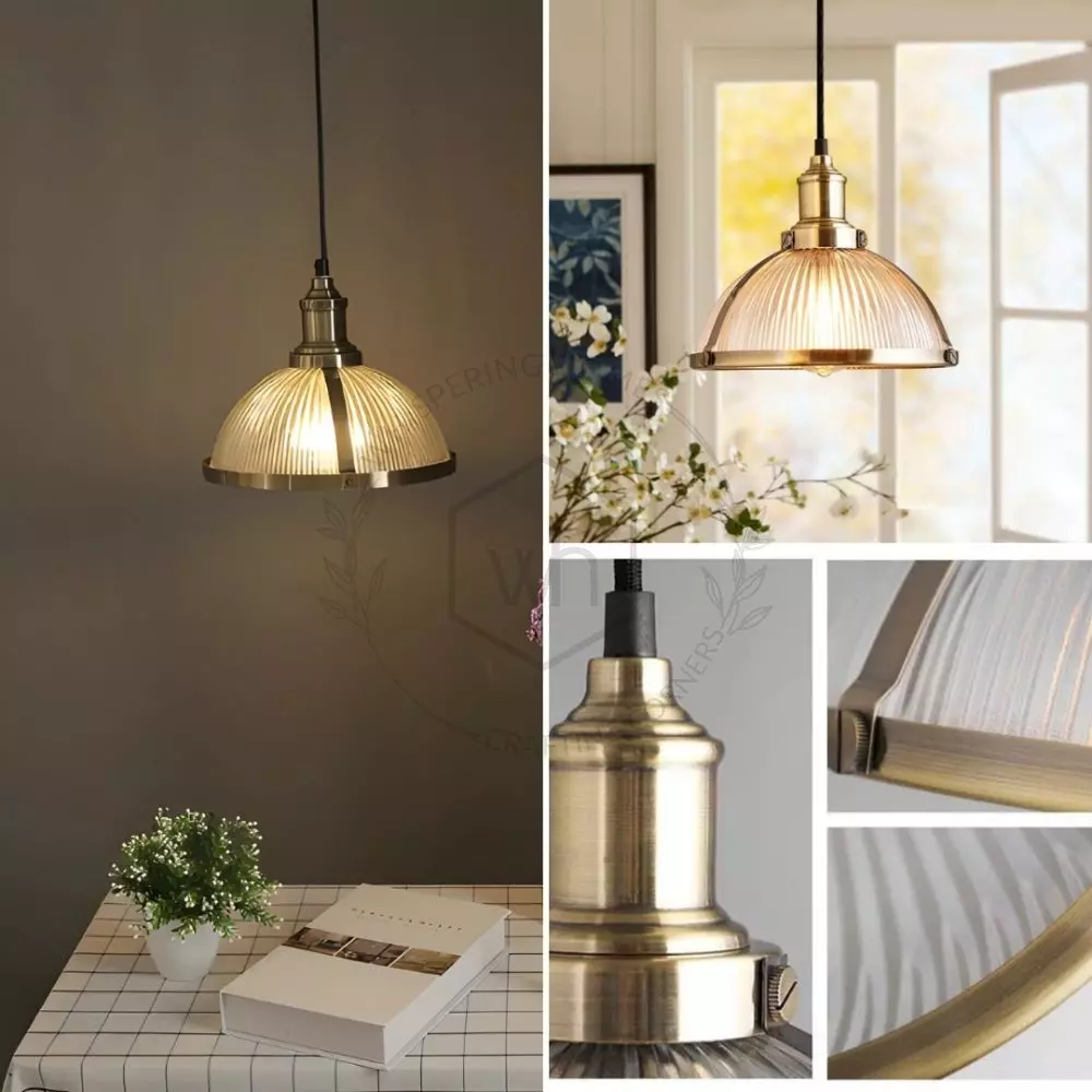 Glass ribbed pendant hot sale light