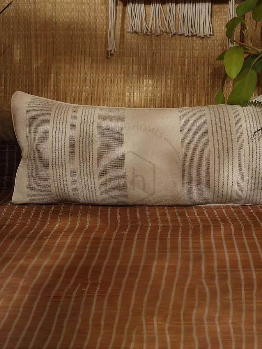 Stripped Organic Cotton Cushion Cover Black White 14 Inch x 34