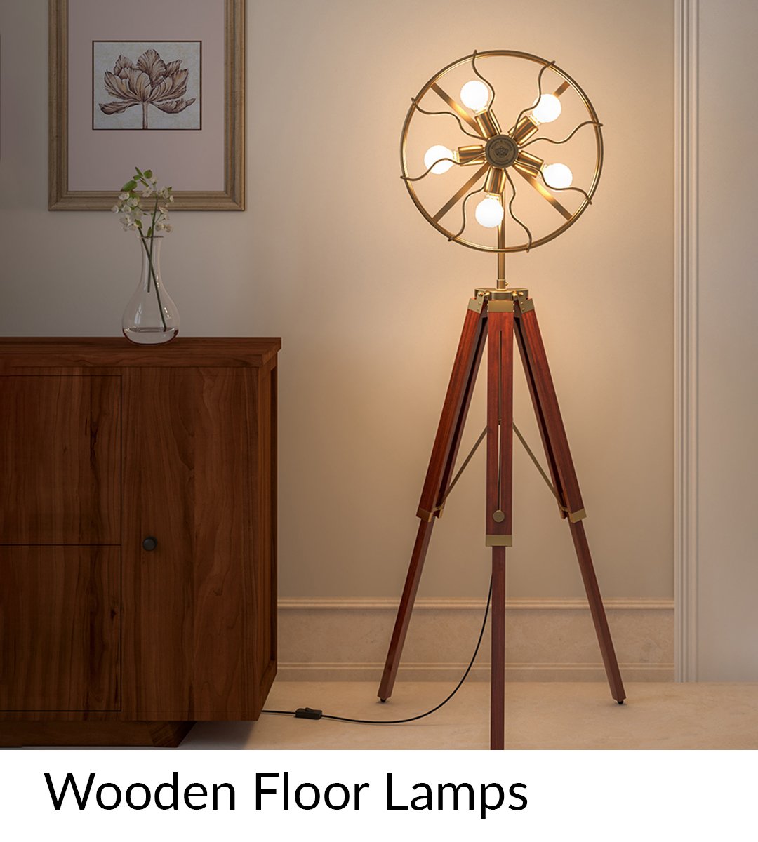 wooden floor lamp