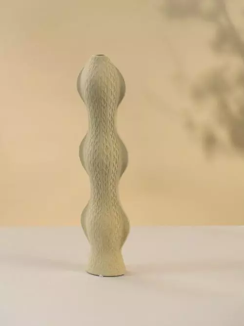 Renee Twisted Ribbed Pillar Vase - Yellow 