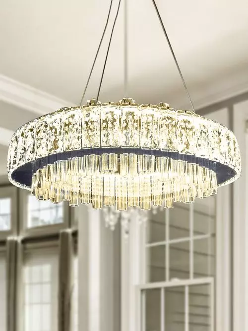 World Of Crystals Three Way Remote Lighting Chandelier